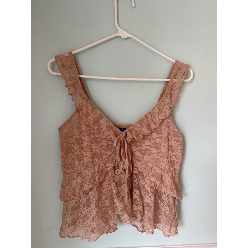 Old Navy Top Womens S Light Peach Lace Babydoll Dainty Fairy Angel Soft Girl‎